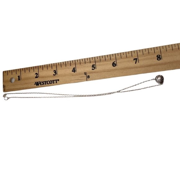 White Gold Plated "O" Word Necklace S925 Chain Italy 16in Delicate Pendant Jewel - Picture 5 of 8